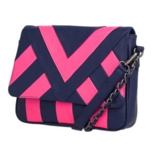 Pink & Navy Nita Neon Chevron Cross Body NEW